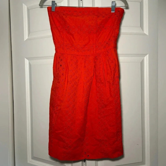 comptoir des cotonniers mini strapless eyelet dress - Picture 1 of 6